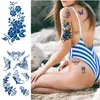 Tatuaggi Temporanei Tatuaggio Per Donne Semipermanente Impermeabile Lunga Durata 2 Settimane Blu Scuro Fiore Realistico Goccia Finta Deliv Topscissors Amuvu