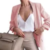 Damespakken dames blazer pak jas stevige kleur revers raapje lange mouw casual top open front los formele formele jas dameskantoor