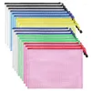 Opbergtassen 18 stks Multicolor Mesh Zipper Pouch Documentzak Plastic Zip Bestand Mappen Lettergrootte/A4 Grootte voor kantoorbenodigdheden