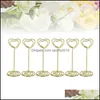 Party Decoration PCS Golden Heart Shape Po Holder Paper Note Menu Clips for Weddings Home ReceptionParty Drop Delivery 2021 Garden Fe Dhfzu