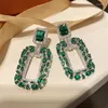 Hoop oorbellen Vintage Green Square Pendant vrouwen hoogwaardige steen luxe sieraden 2022 cadeau diner accessoires persoonlijkheid