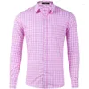 Men's Dress Shirts Mens Classic Gingham Plaid Cotton Casual Shirt Slim Fit Long Sleeve Button Down Business Office Work Brand