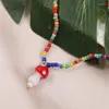 Pendant Necklaces Bohemian Women's Multicolor Beads Handmade For Women Boho Fashion Glass Mushroom Necklace Ladies Jewelry Gift