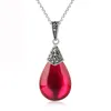 Pendentifs SA SILVERAGE bijoux 925 argent pendentif gouttelettes d'eau grenade rouge mode Vintage collier enfants vente