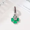 Подходит для браслетов Pandora 20 шт. Четыре оставления Clover Ladybug Серебряная чарки из бусинки зеленая эмалевая свиная шарм