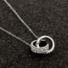 Hänge halsband dubbel cirkel full zirkonhalsband för kvinnor älskar gåva titan stål guldfärg smycken kvinna födelsedag