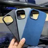 Estuches magnéticos de cuero Alcantara genuino para iPhone 14 Pro Max 14 Mag Safe Metal Ring Armor Cover