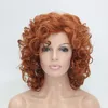 Nieuwe mode 40 cm lengte oranje bruin krullen synthetisch haar dames volledige pruik