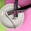 Choker Vogalerery Fashion Heart Plaid Chokers Ожерелье Женщины Двойное вышитое короткие ювелирные украшения сексуальные клубные аксессуары 2022