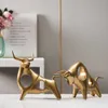 Nyhetsartiklar Modern Luxury Gold Animal Stigur Dekorativ staty Deer Porcelain Figurin Hem Desktop Decor Easter Birthday Wedding Present G230520