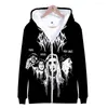 Sweats à capuche pour hommes Ghostemane 3D Mercury Image rétrograde imprimé sweat à capuche zippé noir à manches longues veste manteau marque vêtements