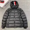 Ski Down Jacket for Men Black Winter Coat Hooded Designer Warm Pocket Parka Two-way Zipper