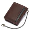 Humerpaul Genuine Leather RFID Vintage Men Wallet with Coin Pocket Short Hasp Szipper Wallets مع حاملي البطاقات أعلى جودة 2330 ساعة