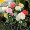 Symulacja słoneczna Rose Flower Light 3/5heads LED Garden Wodoodporna dekoracja Lampa Lampa Lampa na patio krajobrazowe dla domu