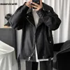 メンズレザーフェイクマウロカルディスプリングブラック特大のバイカージャケットカジュアルルーズ韓国ファッションレザージャケットブランド220930