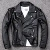 Heren leer faux lente klassieke motorfiets schuine rits jassen mannen natuurlijke kalfshuid dikke slanke koeienhuid moto biker man 220930