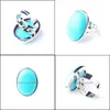 Solitaire Ring Oval Natural Gem Stone Turquoise Finger Rings Party Ring For Men Women Jewelry Z9168 Drop Delivery 2021 CARSHOP2006 DHX51