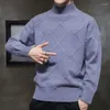 Męskie swetry t koreański trend dzianinowy dzianinowy sweter męski halfurtleeck długotropiowy dno koszula