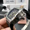 Luxury Mens Mechanics Watches Richa Milles Wristwatch Business Leisure RM030 Automatisk mekanisk vit stålfodral Tejp Mens TWD8