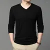 Herrtr￶jor MLSHP Wool Spring Autumn Men's Luxury Long Sleeve V Neck Solid Color Coman Computer Stickovers Male