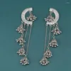 Dangle Earrings Afghan Women Silver Color 2022 Half Moon Gypsy Vintage Boho Tribe Bells Long Tassel Drop Jhumka Jewelry