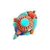 Pendant Necklaces TBP554 Vintage Jewelry Copper Inlaid Colorful Stone Pendants Ethnic Fashion Tibetan