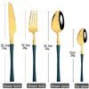 Flatware Sets Zoseil 24pcs Stainless Steel Cutlery Green Gold Set Tea Fork Tableware Dinnerware Forks Spoons Knives Home Kitchen