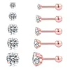 5 Pairs Stud Earrings Set Hypoallergenic Cubic Zirconia 316L Earrings Stainless Steel CZ 3-8mm Rose Gold