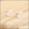 Stud Bear Paw Confidante Earrings Jewelry Lady Plated Gold Hollowing Out Love Heart Footprint Ear Studs Valentines Day Simp Mjfashion Dhcwg