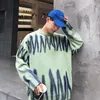 Męskie swetry moda Hip Hop krawat bar barwnik Męskie streetwear harajuku duże luźne dzianiny pary sweter jesienne zimowe topy 220930