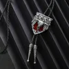 Noeuds Papillon Amrican Rouge Longue Corne Tête De Taureau Bolo Cravate Pour Femme Femmes À La Main Western Art Alliage Cravate Silvr Star PentagramBow BowBow