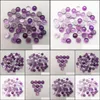 Perles en pierre bijoux Natural 6 mm 8 mm 12 mm Round Amethyst Face for Collier Ring Earrings Dhhdf