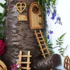 Cadeau maison de poupée Vintage décoration bois ornement en bois artisanat Micro paysage maison de poupée jardin Miniature fée elfe porte 220811