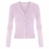 Femmes Tricots T-shirts Femmes Manteau Cropped Cardigan Chandail À Manches Longues Tops Printemps Automne Vêtements Mode Couleur Pure Dames V-Neck Button-up Kn