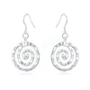 Boucles d'oreilles pendantes couleur argent 925 pour femmes, bijoux de tempérament, cercle en spirale assorti, cadeau d'anniversaire