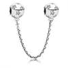 Andy Jewel Authentic 925 srebrne koraliki gwiazdy Srebrny łańcuch bezpieczeństwa uroków pasuje do europejskiego pandora biżuteria bransoletki Naszyjnik 791782cz
