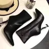 Fashion Ankle Boot Shoes Opyum Booties Woman High Heels Women Autumn Calf Leather Pointed Toe Black White Luxury Brands Original Box