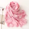 Mode luxe roze bloembladen bloemen franje viscose sjaal sjaal hoogwaardige wrap pashmina stoles bufandas moslim hijab
