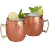 Copper Mug Stainless Steel Beer Coffee Cup Moscow Mule Mug Rose Gold Hammered Copper Plated Drinkware sxaug11