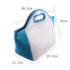 Sublimation Neoprene Lunch Bag Blank DIY student insulation Handbags Blue orange Waterproof Lunch Box With Zipper Z11