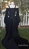 NOVO Estilo Gótico Adormecida Bela Adormecida Vestidos de Noiva Preto Alças Longas Mangas Puffy Lace Corset Corpete Casamento Vestidos de Noiva Personalizado Plus Size