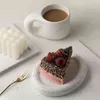 300 ml creatieve handgemaakt vethandgreep mok en ovale plaat gepersonaliseerde keramische cup -schotel voor koffie theemelk cake Noordelijke woningdecor T220810