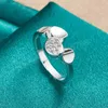 925 Sterling Silver Round Ring For Woman Fashion Wedding Engagement Party Gift Charm Jewelry