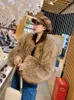 raccoon dog fur real knitted coat female fashion full sleeved thick 2020 new T220810