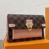 체인 Vavin Crossbody 가방 미니 플랩 클러치 백 여성 핸드백 지갑 오래된 꽃 가죽 인쇄 패션 편지 분리형 체인 스트랩 고품질 잠금 걸쇠 하드웨어