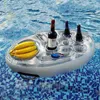 Piscina inflável flutuante mesa de cerveja refrigerador bar bandeja colchão de natação água comida bebida titular acessórios