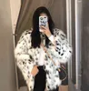 Loose short fur leather coats womens warm leopard faux mink fur leather jackets women autumn clothes winter thicken fashion T220810