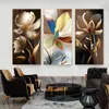 Nordic Flower Canvas Wall Paintings Luxury Gold Lines Modern Picture Canvas Prints and Posters Wall Picture Gallery Home Decor