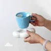Creativo dipinto a mano cielo blu nuvola bianca tazza e piattino tazza da caffè fatta a mano in ceramica con piatto carino tazza da tè set regalo decorazioni per la casa T220810