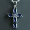 Chaînes croix pendentif bijoux pour femmes collier cadeau mode argent couleur bleu principal pierre chaînes